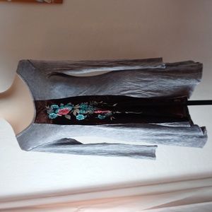 Tru Luv Long Sleeve Asymmetrical Hemline Tee Shirt